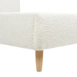Goldoma Roman Curved Headboard Upholstered Platform Bed in queen size with ivory white boucle fabric