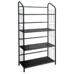 HMS 49" Black Metal Four Tier Bookcase Elegant & Durable Bookshelf for Home Office Use – close-up detail