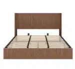 Goldoma King Size Cloud Bed Frame with Oversized Padded Movable Headboard, Chenille Upholstered Bed with Round Corners – in