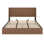 Goldoma adjustable bed frame king with soft boucle upholstered curved headboard and eco-friendly wood frame in a modern bedroom