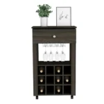 HMS Luxury Espresso Rolling Bar Cart Metal Steel Serving Trolley with Wine Storage for Dining Living Room Restaurant Use - Image 3