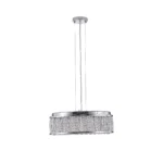 Modern Chrome Crystal Chandelier for Dining Room, 19" Round Chandeliers Adjustable Height Hanging Pendant Light Fixtures