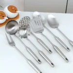 1/7/10Pcs Kitchen Utensils Cooking tools Stainless Steel Shovels Turner Ladle Soup Spoon Colander Filter Silver for