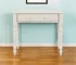 HMS 34" Off-White Solid Wood Writing Desk with Drawer for Home Office Bedroom Hotel Living Room Cooling Glass Computer Table