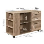 39.37 In. W Black Oak Wood 3-Drawer Lateral File Cabinet FCJ Series – side view
