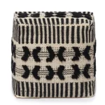 boho pouf ottoman cover handwoven cotton black natural textured floor cushion