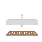 White acrylic integrated basin with smooth surface, angled view showing depth.