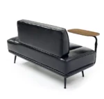 Goldoma 55-inch modern swivel ottoman with hidden storage in black faux leather - multi-functional living room bench