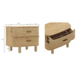 Natural oak nightstand with two drawers for under bed storage - Scandinavian style bedside table