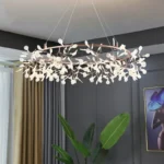 Nordic Chandelier Art Hanging living Room Chandelier Modern Restaurant Kitchen Firefly Lamp Rose Gold/Black Branch Round
