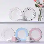 Brief Tableware Gold Edge Irregular Ceramic Plate Floral Shape Porcelain Steak Salad Dessert Dish Tray Household Dinner