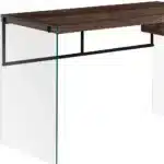 HMS 24" Brown and Clear Solid Wood Computer Desk Simple Design Gaming Desk with Drawer for Office or Bedroom Use – styled in