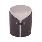Goldoma two-tone velvet storage ottoman in brown and cream with gold legs, featuring hidden storage compartment