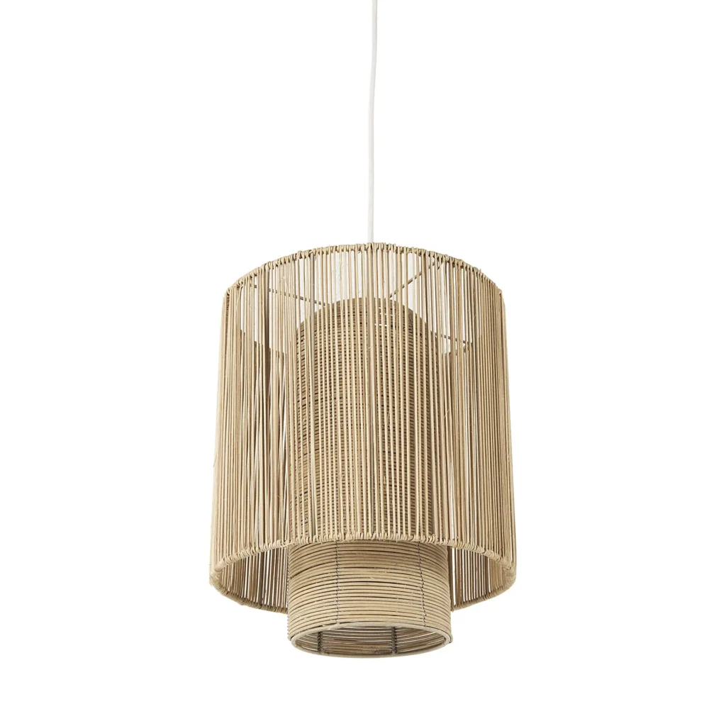 HMS Modern Cane Pendant Light Natural Cylindrical Hanging Design for Home Villa Restaurant Warm White Interior Ceiling Light