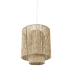 HMS Modern Cane Pendant Light Natural Cylindrical Hanging Design for Home Villa Restaurant Warm White Interior Ceiling Light