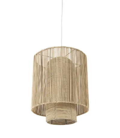 HMS Modern Cane Pendant Light Natural Cylindrical Hanging Design for Home Villa Restaurant Warm White Interior Ceiling Light