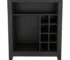 Black bar cart with wine storage and glassware displayed in a modern living room