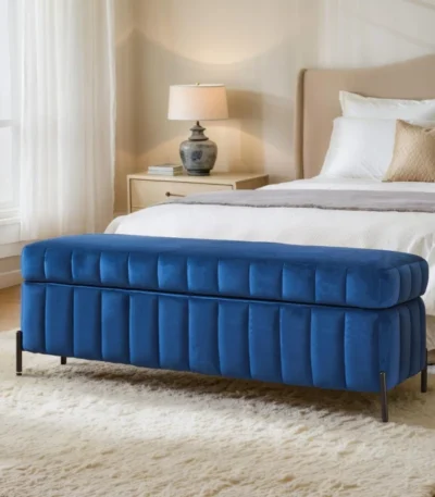 Goldoma 49-inch velvet storage ottoman bench with hidden compartment in bedroom