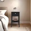 Wenge Nightstand with Drawer and Open Shelf