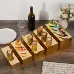 5Pcs Gold Acrylic Rectangular Display Risers Boxes Cake Decorating Supplies for Catering Dessert Buffet Table Weddings