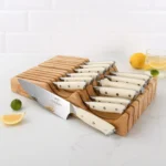 Brand New Damascus Non-Stick Chef Butcher Knife Set With Bamboo Drawer Block,14 PCS Kitchen Knife Set with ABS Handle