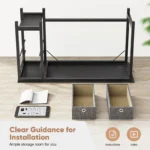 FCJ Modern Computer Desk with Drawer PC Desk for Home Office Living Room Featuring Tempered Glass Shelf Metal Glass