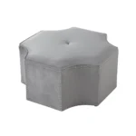 Silver tufted ottoman - Goldoma 33-inch octagonal cocktail ottoman with nailhead trim in living room setting