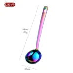1PC Rainbow Stainless Steel Nonstick Kitchen Utensils Cooking Tool Long Serving Sets Scoop Spoon Fork Turner Ladle Cake