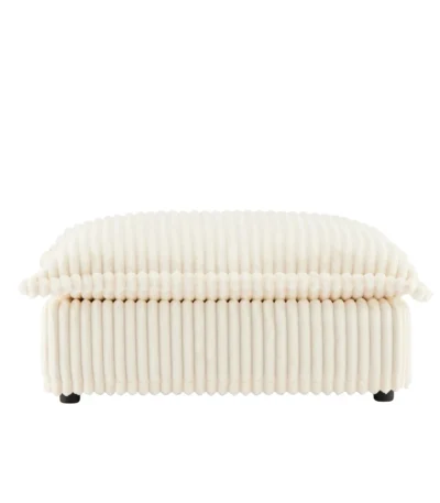 Goldoma cream corduroy ottoman plush footrest with removable cover in living room