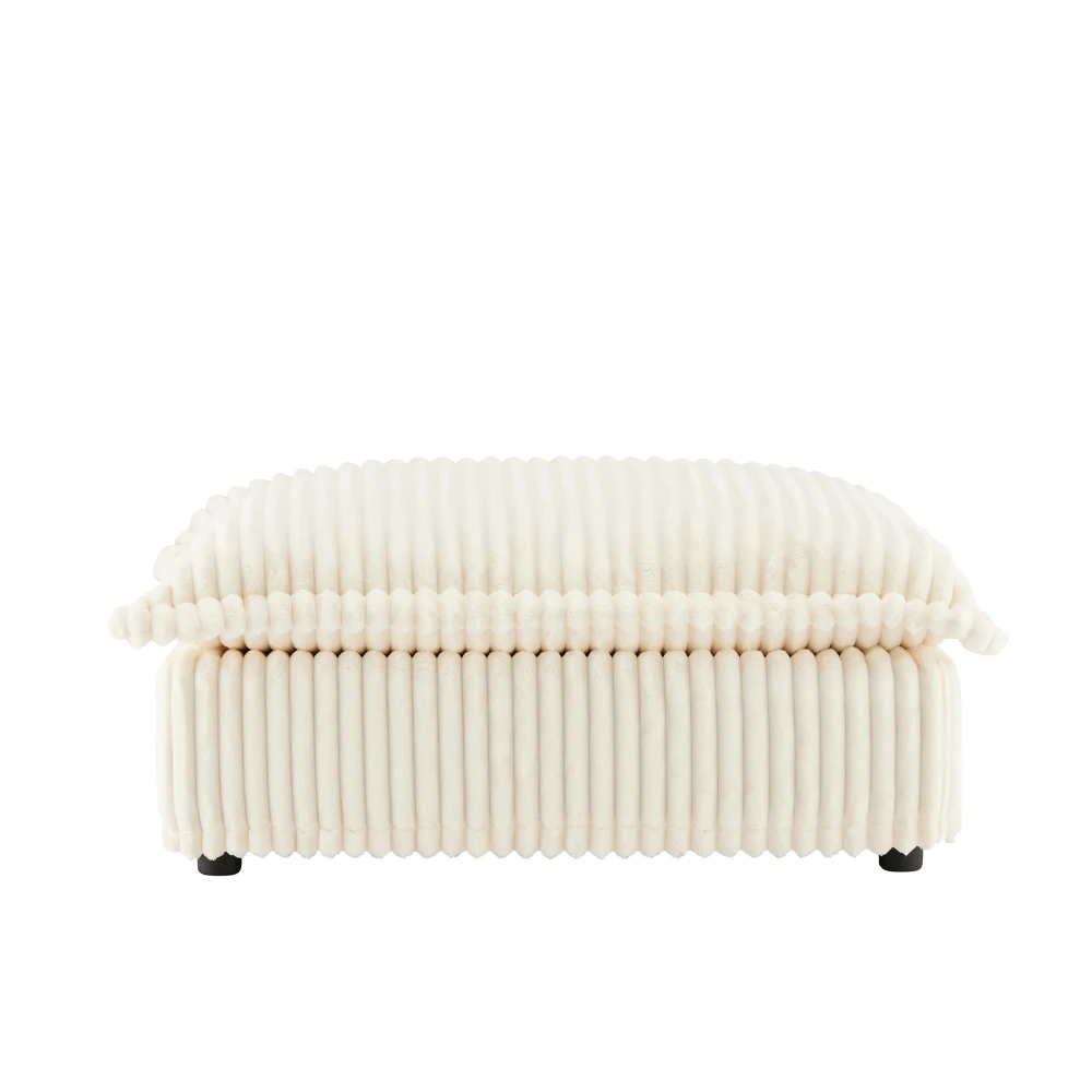 Goldoma Cream Corduroy Ottoman - Versatile Footrest & Extra Seating