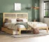 Goldoma King Size Bed with Rattan Headboard and Storage Drawers
