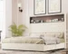 Goldoma queen size velvet tufted bed frame with lighted headboard and USB ports