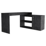 HMS 60" Gray L-Shaped Computer Desk Portable Adjustable Laptop Table with Cooling Extendable Foldable Features for Hotels