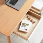 Solid Wood Computer Desk - 47'' Large Size Office Desk with 2 Drawers, Modern Simple Style PC Table – close-up detail