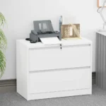 Office Storage Filing Cabinet 2 Drawer Lateral Metal File Cabinet with Lock for Letter/Legal/F4/A4 Size - Image 4