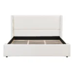 Goldoma King Size Upholstered Platform Bed with wave headboard in modern bedroom