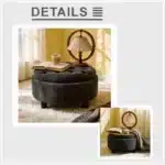 Goldoma Round Storage Ottoman with Removable Top - Modern Tufted Fabric Coffee Table Stool for Living Room – side view