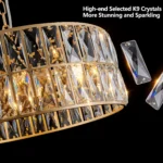 US Stock Free Shipping Fast Ship Modern Gold Crystal Chandelier Dining Room 18" Round Adjustable Hanging Pendant Light