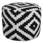 Black and white geometric pouf ottoman with storage, foldable foot stool by Goldoma