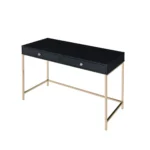 HMS 47" Black and Gold Computer Desk with Two Drawers Elegant Writing Desk – close-up detail