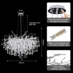 Chandeliers for Dining Room - 31.5" Modern Crystal Chandelier, TreeBranch Raindrop Chandelier, Foyer Chandeliers for