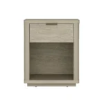 Modern nightstand with drawer and open shelf in natural wood finish - Goldoma