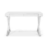 HMS 47" White and Silver Computer Desk with Two Drawers Writing Desk – side view