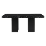 70 inch black faux marble double pedestal dining table - Goldoma