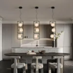 Modern Globe Glass Pendant Light Ceiling Artistic Square Chandelier Hanging Light Fixtures for Kitchen Dining Room Bedroom