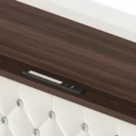 Goldoma velvet tufted queen bed frame with 52-inch lighted headboard and built-in USB charging port in a modern bedroom setting