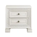 Classic Pearl White Nightstand 2 Drawers Wooden Bedroom Furniture Dart Molding Design – side view