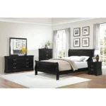 Classic Louis Philippe black nightstand with 2 drawers and stainless steel handles