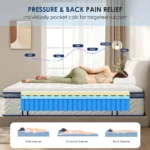 Queen pocket spring mattress with foam – 12 inch thick medium firm mattress