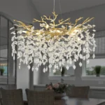 Modern Crystal Chandelier, Round Tree Branches Chandelier 8-Light Chandelier for Living Room Bedroom Bathroom Kitchen Foyer